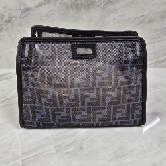 Fendi Azure/Zucca Print Black Mesh Bag - Picture 7 of 14